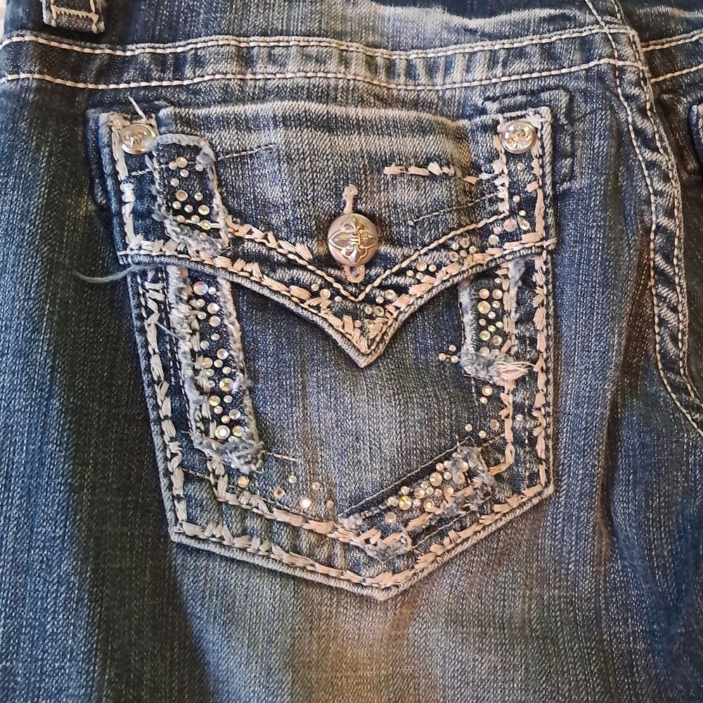 Miss Me Easy Boot Rhinestone Jeans 30x31 Cowgirl Rodeo - Picture 10 of 13